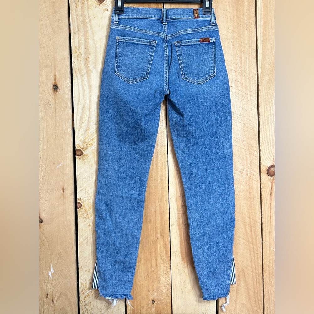 7FAMK Skinny Mid-Rise Ankle Crop with Stripe Patch sz 24 Jeans 7 for all mankind - Picture 3 of 11